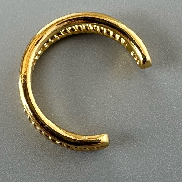 14K Gold Vermeil Double Band Ear Cuff – Rope Detail No Piercing Cuff - Picture 10 of 12